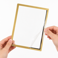 Magnetic Frame Display, Stylish Photo Frame, Gold, A4 Size, Compatible with Refrigerators & Lockers, PVC, Modern