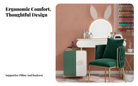 Modern Luxury Design Scalloped Back Seat Golden Tapered Legs Woven Back Armchair Soft and Comfortable Vanity Stool Ergonomic Curved Backrest for Adults, Home Decorators, Salon Owners, Bedroom, Dressing Room, Reception Area