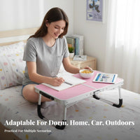 Foldable Bi-Fold Portable Table Space-Saving Bed Tray Multi-Purpose Lap Desk Lightweight for Travelers, Telecommuting Workers, Dorm Room, Home Office, Sofa, Floor