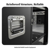 Secure 19-Inch Amplifier Road Case Reinforced Ball Corners Mobile Audio Rack Cabinet Handles DJ Equipment Case on Wheels Lockable Door for DJs, Musicians, Live Performance, Stage, Touring, Studio
