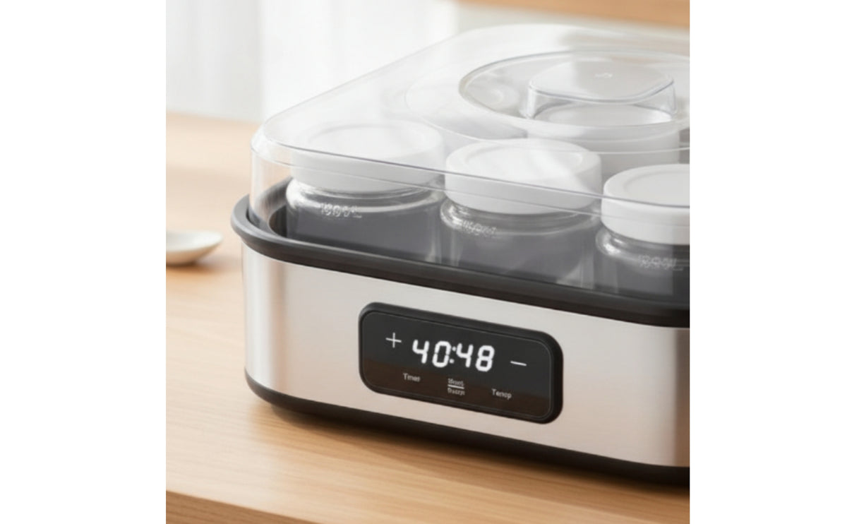 Digital Yogurt Maker Stainless Steel Yogurt Maker with Glass Jars Temperature Controlled Fermenter Automatic for Families, Kitchen, Meal Prep