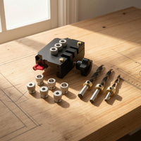 Metal Self-Centering Doweling Jig Kit Clamping Self-Centering Dowel Drill Jig Straight Holes Drilling Guide Set Adjustable for DIYers