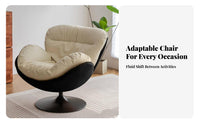 Ergonomic Design Upholstered Swivel Armchair Soft Cushioning Cushioned Swivel Pod Chair Silent Rotation Living Room Furniture High-Density Foam Cushion for Readers, Homeowners, Adults, Balcony, Reading Nook, Bedroom