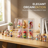 Acrylic Display Case, Transparent Dustproof Showcase with Stackable Shelves, Desktop for Collectibles, Multi Compartment Toy Car Storage Box