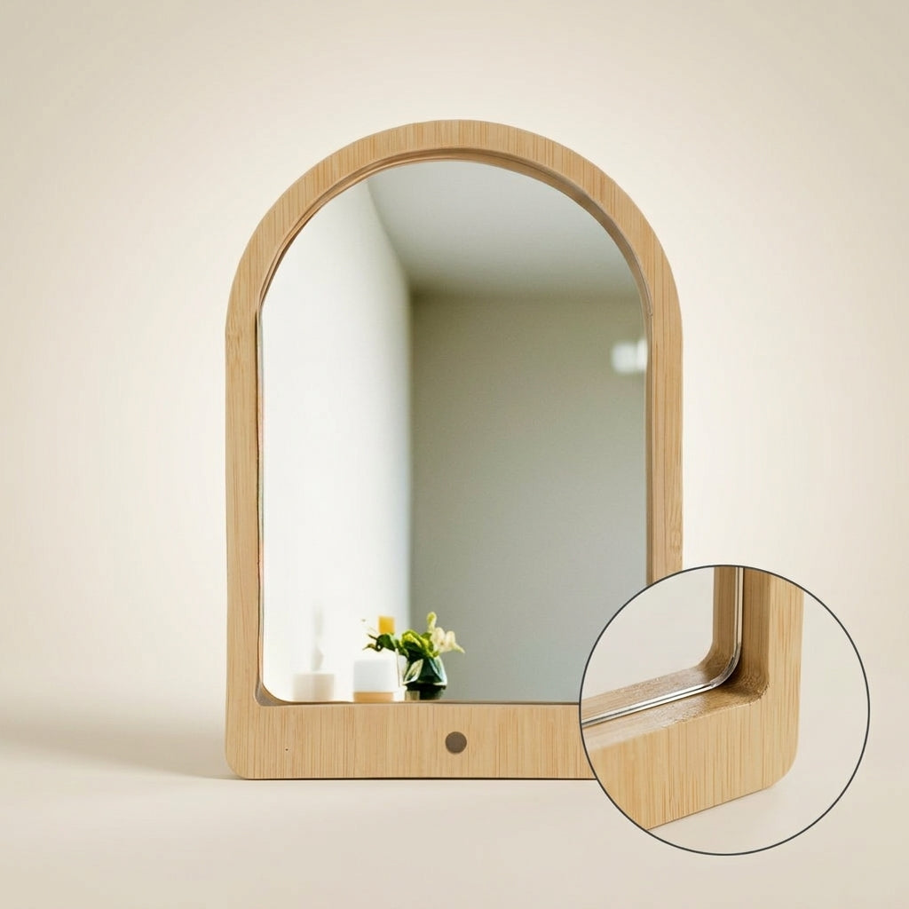 Bird Mirror Stand with Perch for Parrots, Budgies, Cockatiels - Natural Bamboo Hanging Cage Toy