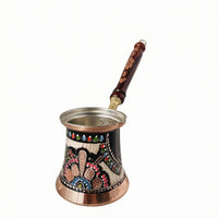 Handmade Turkish Coffee Pot Floral Pattern Copper Cezve