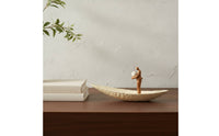 Boat Sculpture with Figure Decorative Sailboat Sculpture Neutral for Bookshelf