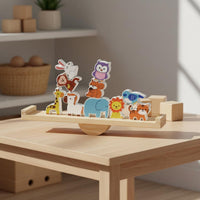 Cognitive Development Woodland Creature Balance Blocks Coordination Training Wooden Creature Stacking Game Educational Fine Dexterity Skills for Children, Toddlers, Home Play, Preschool
