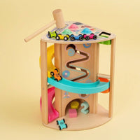 Multiple Activities Rotating Slide Track Toy Interactive Multifunction Wooden Play Set Hand-Eye Coordination Wooden Activity Cube Educational for Toddlers, Preschoolers