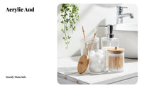 4 Pieces Transparent Design 4-Piece Dispenser and Jar Set Modern design Vanity Container Set Functional Countertop Organizer shockproofResistant for Makeup Users, Adults, Restroom
