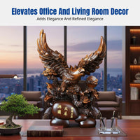 Resin Wood Grain Eagle Sculpture, Ascending Eagle Figurine, Auspicious Office Desk Decor, Chinese Style Ornament