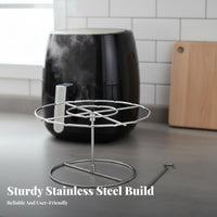 Detachable Design Round Air Fryer Skewer Rack High-Temperature Resistant Vertical Skewer Stand Long-Lasting for Party Hosts, BBQ