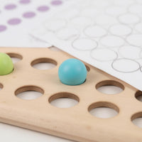Colorful Wooden Bead-Matching Puzzle Printed Pattern Cards Bead Matching Game Hands-on Color Sorting Toy Fine Motor Skills for Children
