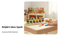 Early Education Educational Disc Stacking Game Hand-Eye Coordination Rainbow Stacking Rings Develops Fine Movement Skills for Preschoolers