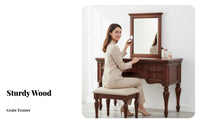 Durable Wood Wood Construction Vanity Set with Mirror and Stool timeless Design Dressing Table Multi-Drawer Storage Makeup Desk for Women, Adults, Homeowners, Apartment, Walk-in Closet