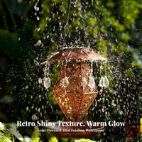 Solar birds Feeder lights Waterproof Solar birds Feeder Weather Resistant Vintage Hollow Garden Lantern for Outdoor, Patio, Yard