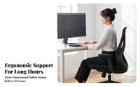 360-Degree Swivel Ergonomic Mesh Back Chair Adjustable Support Ergonomic Rolling Chair Thick Padded Cushion Office Furniture Rocking Function for Students, Telecommuting Workers, Gamers, Study Room, Workstation, Bedroom