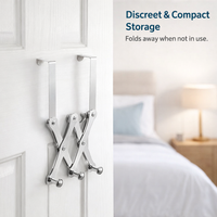 Bedroom and Closet Hanging Rack with Storage Hook for Door Organizer, Steel Over the No Drill Design, Heavy Duty 20kg Load Capacity