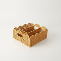 Storage Basket with 4 Compartments Square Woven Basket with Dividers Versatile