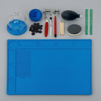 Watch Repair Kit Organized Watch Cleaning Kit Silicone Work Mat with Compartments Easy to Clean Repair Mat with Compartments