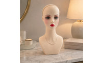 Mannequin Display Head Bust Skin-Toned Manikin Head with Shoulders Sturdy