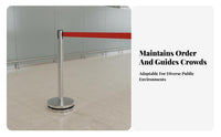 Heavy Duty Base Stainless Steel Queue Pole Rustproof Retractable Belt Stanchion Multiple Colors Stanchion Post with Belt Stable for Event Organizers, Retail Managers, Business Owners, Airports, Exhibitions, Shopping Malls, Exhibition Halls