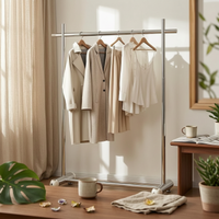 Heavy Duty Single Clothing Rack Stable Base Clothes Stand Minimalist Design Storage Furniture Space-Saving for Retail Stor Owners, Fashion Designers, Apartment Dwellers, Dressing Room, Walk-in Closet, Bedroom, Entryway