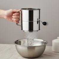 8 Measure Baking Sifter Rotating Agitator Hand Crank Flour Sifter Stainless Steel Flour Sieve Lightweight for Home Cooks