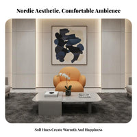 Modern Minimalist Design Single-Seat Armchair and Coffee Table Set Soft Upholstery Puffy Sofa and Table Combo High-Density Foam Cafe Seating Comfortable Design for Interior Designers, Business Owners, Clients, Dessert Shop, Reception Area, Boutique, Lobby