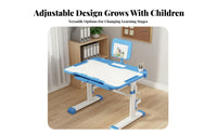 Adjustable Kids Study Desk Set Rounded Corners Height Adjustable Student Writing Table Non-Slip Foot Pads Kids Desk and Chair Set for Bedroom, Reading