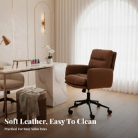 Scalloped Back Vanity Chair Vintage Inspired Upholstered Armchair Curved Backrest Indoor Furniture for Salon Clients, Homeowners, Living Room, Bedroom