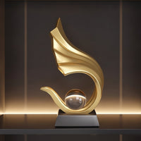 Contemporary Table Sculpture with Crystal Ball Modern Abstract Art Sculpture Resin Decorative Statue with Crystal Ball Feng Shui for Homeowners, Living Room, Bookshelf, Office, Entryway