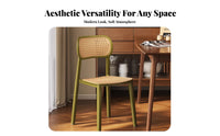 Stackable Cane-Back Side Chair Retro Design Indoor Seating Breathable Weave Easy to Clean for Restaurant Owners, Homeowners, Interior Designers, Dining Room, Lounge, Home Office, Bedroom