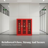 Cold-Rolled Steel Micro Fire Station Cabinet Strong and Long-Lasting Fire Equipment Cabinet Rust Resistant Glass Door Safety Locker for Construction Site Managers, School Administrators, Factories, Office Buildings, Workshop, Shopping Malls
