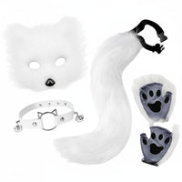 Paw Glove Face Covering Set Halloween Canine Tail Face Covering Set Cosplay Furry Animal Outfit Accessories for Women, Dress-up Party