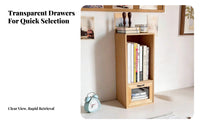 Vertical Book Rack with Drawer Multi-Functional Desktop Organizer for Study Room