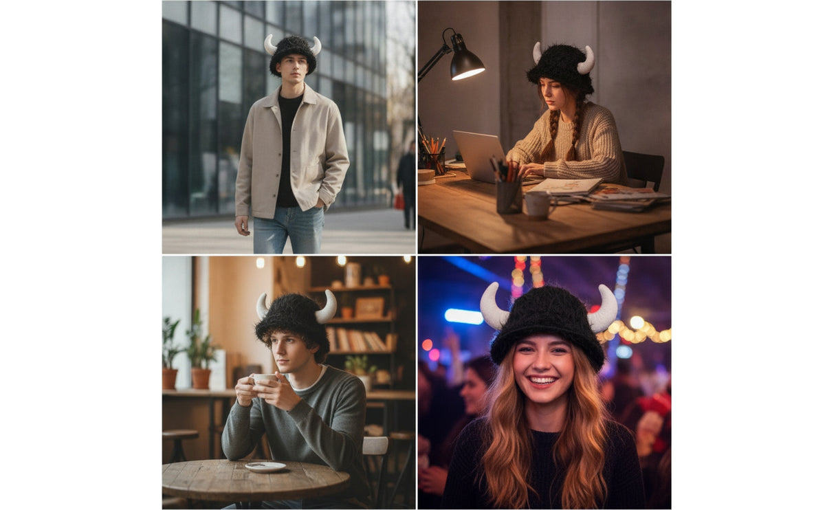 Soft Hat with Protrusions Furry Hat with Protrusions Unisex Headwear for Partygoers, Costume Parties, Photoshoots
