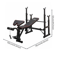 High Load Capacity Adjustable Squat Rack Heavy Duty Steel Construction Bench Press Stand Safety Spotter Arms Multi-Function Bench Press Rack Stable Design for Weightlifters, Bodybuilders, Men, Home Gym