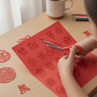 Chinese New Year Window Paper Cutting DIY Kit for Kids, Spring Festival Craft