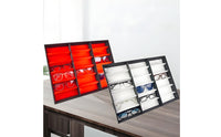 With Lid 18-Slot Glasses Case Soft Lining Eyeglass Display Tray Stackable Design Sunglasses Storage Box for Collectors, Drawer, Closet