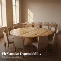 Large Round Dining Table Thickened Top Fir Wood Dining Table Heavy Duty Solid Wood Tabletop for Event Planners, Homeowners, Hotel, Cafes, Living Room