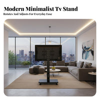 Floor TV Stand with Wheels 90° Screen Rotation Mobile TV Stand on Wheels 360-Degree Rotation Casters AV Accessory for Businesses, Teachers, Office