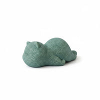 Minimalist Design Sandstone Cat Figurine Good Luck Charm Cute Cat Sculpture Handheld Size for Office, Bookshelf, Tea Table