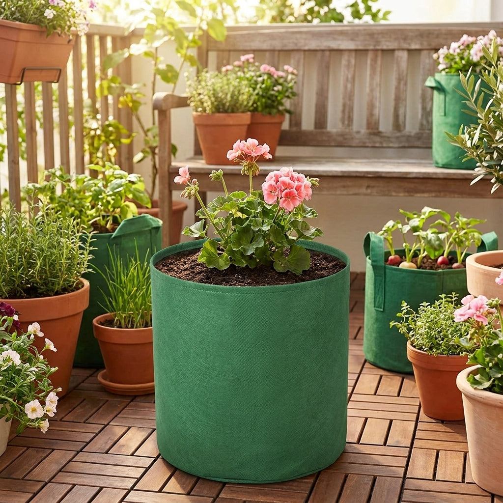 Non-woven Fabric Planter, Home Vegetable Garden, Flower Pot, 240ml, Grow Bag, Bright Green, Cultivation Bag