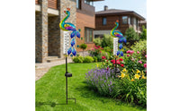 Decorative Peacock Rain Gauge Stake Outdoor Rain Gauge with Solar Light Waterproof Yard Ornament Metal for Homeowners