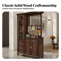 Partiti Single D Storage Solid Wood Screen Cabinet Multi-Functional Design Walnut Entryway Cabinet Rich Finish Home Furniture Long-Lasting for Homeowners, Interior Decorators, Collectors, Hallway