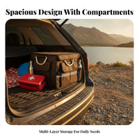 Removable Lid Foldable Trunk Storage Box Internal Divider Car Trunk Organizer Box Rigid Portable Vehicle Organizer Reflective Strip