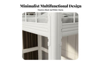 Loft Bed with Desk Space Saving High Er Bed with Workstation Multi-Functional Bedroom Furniture for Students, Dorm Room, Small Areas, Apartment