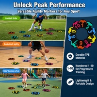 10 Number Training Discs, 20cm Football Training Discs, Agility Sports Marker Discs, Stackable Mixed Bright Colours for PE Equipment