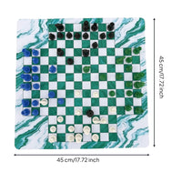 Marble-Style Four-Player Chess Set Easy to Carry Chess Set with Mat Sturdy High Quality for Families, Gatherings